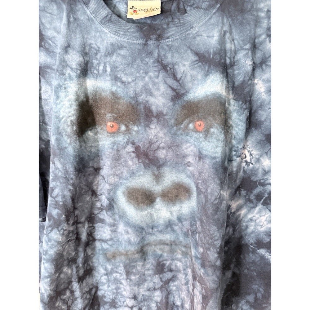 Vintage Men's Walt Disney World Blue Tie Dyed Gorilla Tshirt Large Preshrunk - Picture 2 of 7